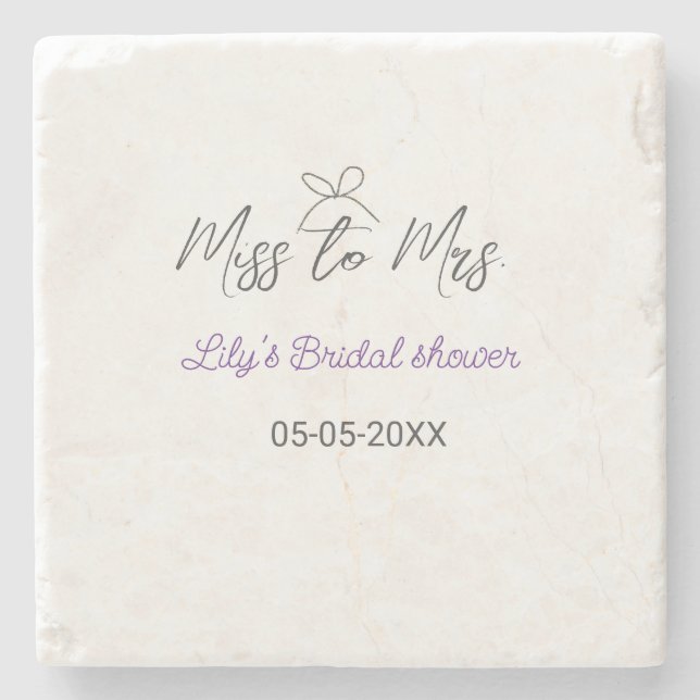 Miss till Mrs bröllopsfest addera namn datum år sl Stenunderlägg (Framsidan)