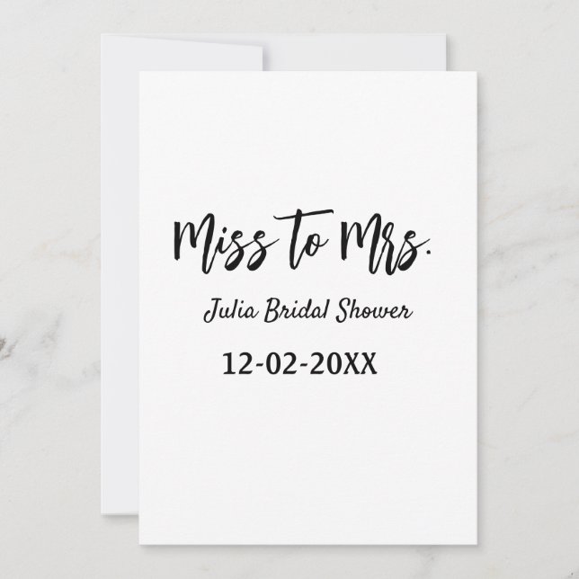 Miss till Mrs bröllopsfest stilren enkel lägga til Inbjudningar (Framsida)