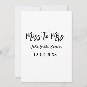 Miss till Mrs bröllopsfest stilren enkel lägga til Inbjudningar