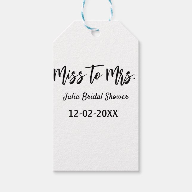 Miss till Mrs bröllopsfest stilren enkel lägga til Presentetikett (Framsidan)