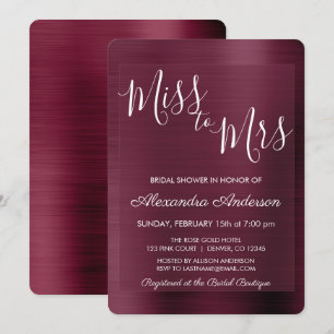 Miss till mrs Burgundy Möhippa Inbjudningar