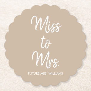 Miss till Mrs Future Namn Sand Tan Möhippa Underlägg Papper