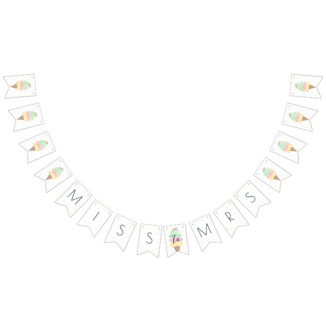 Miss till mrs Ice Cream Möhippa Banner Vimplar (Alla)