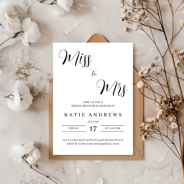 Miss till mrs Inbjudningskort för möhippan (Skapare uppladdad)