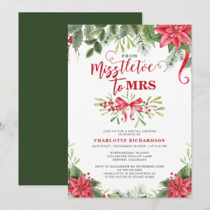 Miss till mrs Mistletoe Elegant Winter Möhippa Inbjudningar
