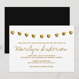 Miss till Mrs Modern Guld Möhippa Inbjudan
