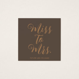 Miss till Mrs Modern Möhippa Bachelorette Fyrkantigt Visitkort