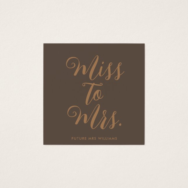 Miss till Mrs Modern Möhippa Bachelorette Fyrkantigt Visitkort (Framsida)