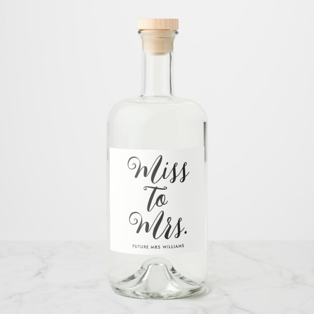 Miss till Mrs Modern Möhippa Bachelorette Spritflaskor Etikett (Framsida)