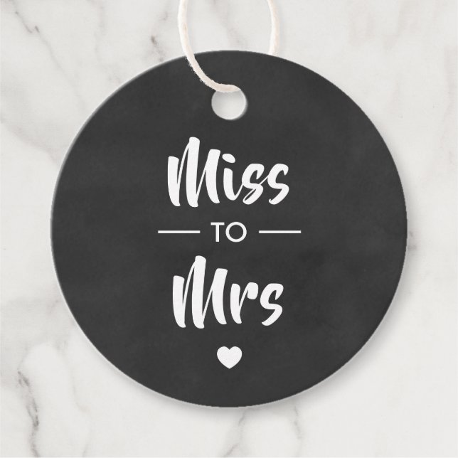 Miss till Mrs Möhippa Gift Märkre, Chalkboard Gåvor Etiketter (Framsida)