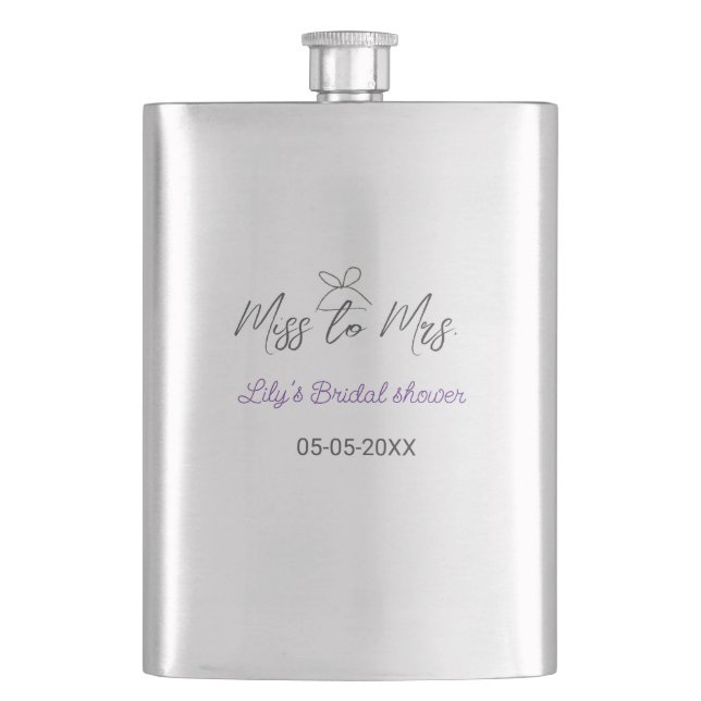 Miss till Mrs möhippa lägg till namn datumårsbåge Fickplunta (Framsidan)