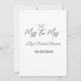 Miss till Mrs möhippa lägg till namn datumårsbåge Inbjudningar