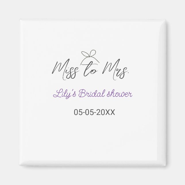 Miss till Mrs möhippa lägg till namn datumårsbåge Magnet (Framsidan)