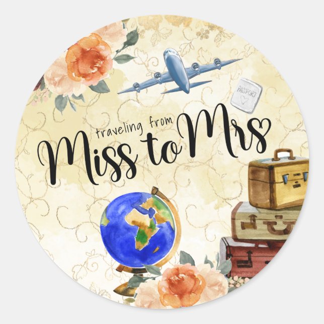 Miss till Mrs Möhippa Runt Klistermärke (Framsida)