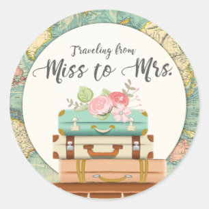 Miss till Mrs Möhippa Sticker EnKuvert Seal Runt Klistermärke