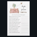 Miss till Mrs Möhippa Trivia-spel<br><div class="desc">"Att resa från Miss till Mrs." Möhippa på resetemat Trivia-spel med söt handmålad vattenfärgad resväska och globe. Anpassa kortets baksida med namn på bruden och duschdatumet.</div>