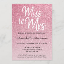 Miss till Mrs  Rosa Glitter Chic Möhippa
