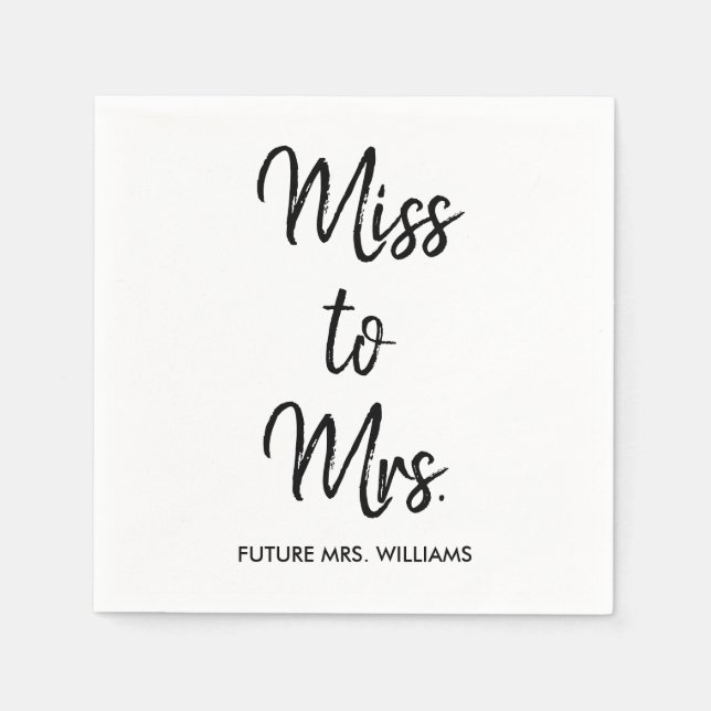 Miss till Mrs White Möhippa Bachelorette Hen Pappersservett (Framsidan)