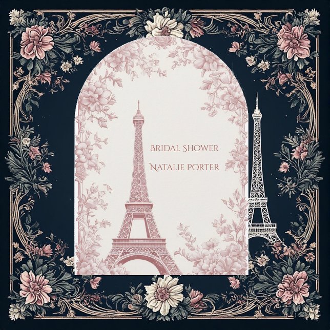 Miss to Mrs Bridal Shower Paris Shabby Chic Arch  Inbjudningar (Miss to Mrs Bridal Shower Paris Shabby Chic Arch Invitation)