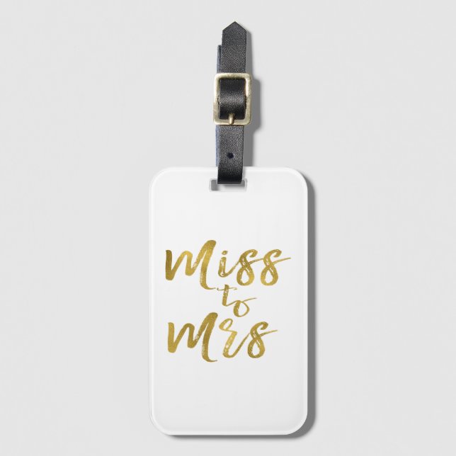 Miss to Mrs Bridal Shower Party Guld Folie Bagagebricka (Framsida vertikal)