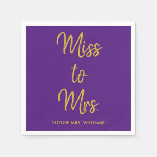 Miss to Mrs Bröllopsfest Lila Guld Hen Do Bach Pappersservett