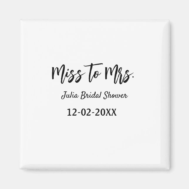 Miss to Mrs bröllopsfest stilig enkel Lägg till na Magnet (Framsidan)