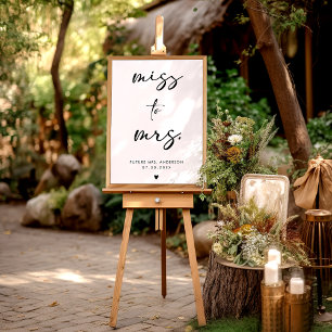 Miss To Mrs Modern Black Handwrite Poster
