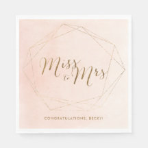 Miss to Mrs Rosa Guld Bröllopsdusch Servetter