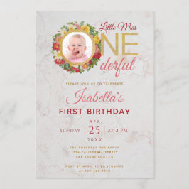 Miss Underbar Foto i rosenkrans Första födelsedage Inbjudningar