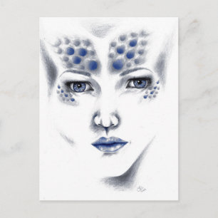 Miss Universe Alien Dam Original Art-vykort Vykort