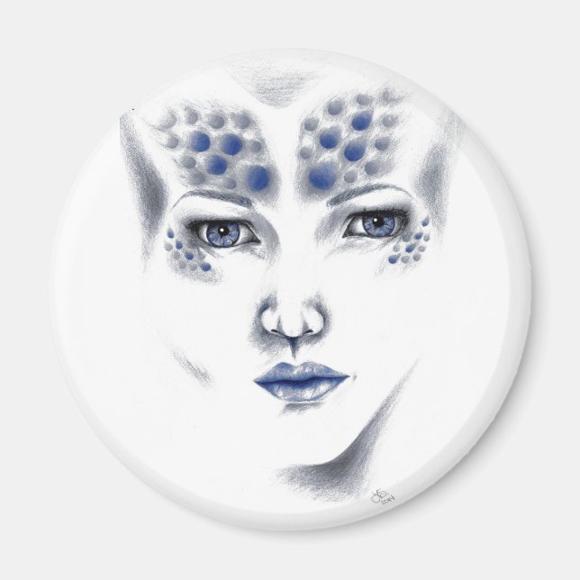 Miss Universe Gorgous Alien Woman Original Art Magnet (Framsidan)