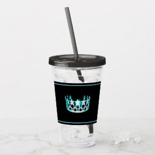 Miss USA Aqua Blue Krona Acrylic Tumbler Take Away Mugg