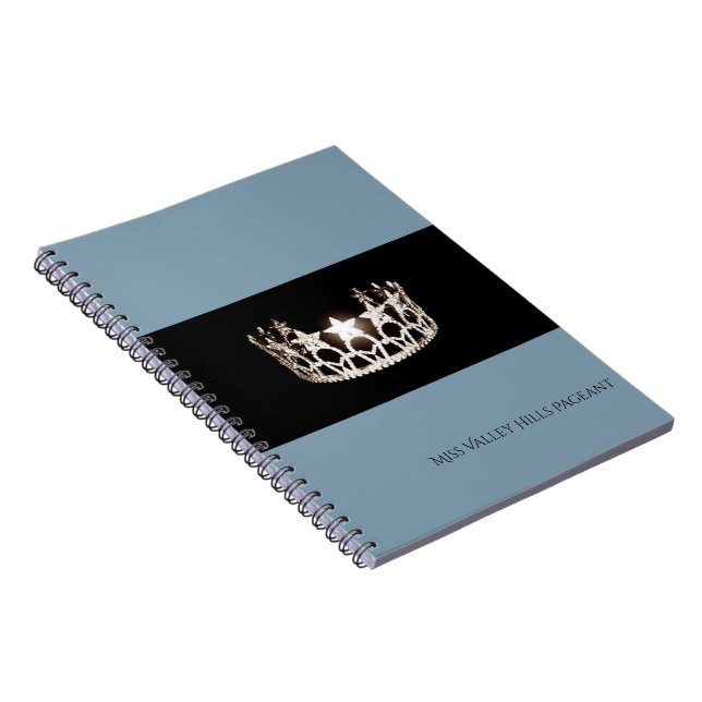 Miss USA Baby blue Krona-anteckningsbok - eget nam Anteckningsbok (Högra Sidan)