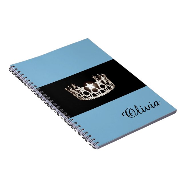 Miss USA Baby blue Krona-anteckningsbok - eget nam Anteckningsbok (Högra Sidan)