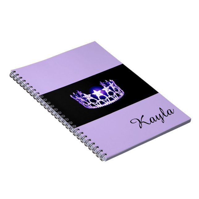 Miss USA Lavender Krona Notebook - eget namn Anteckningsbok Med Spiral (Högra Sidan)