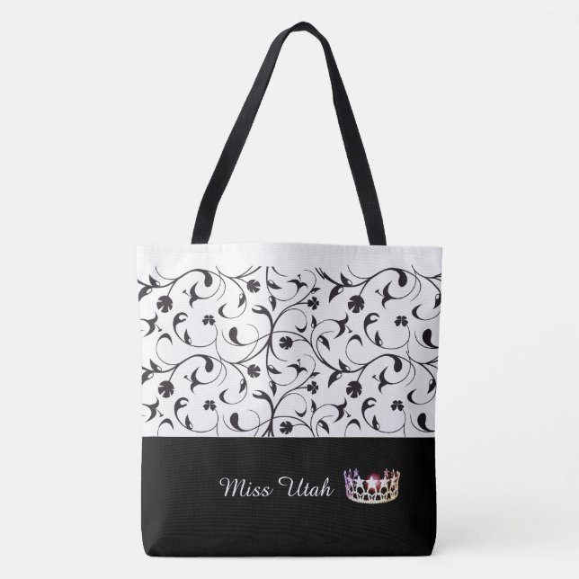 Miss USA Silver Krona Tote Bag-BLK Rulla Tygkasse (Framsida)