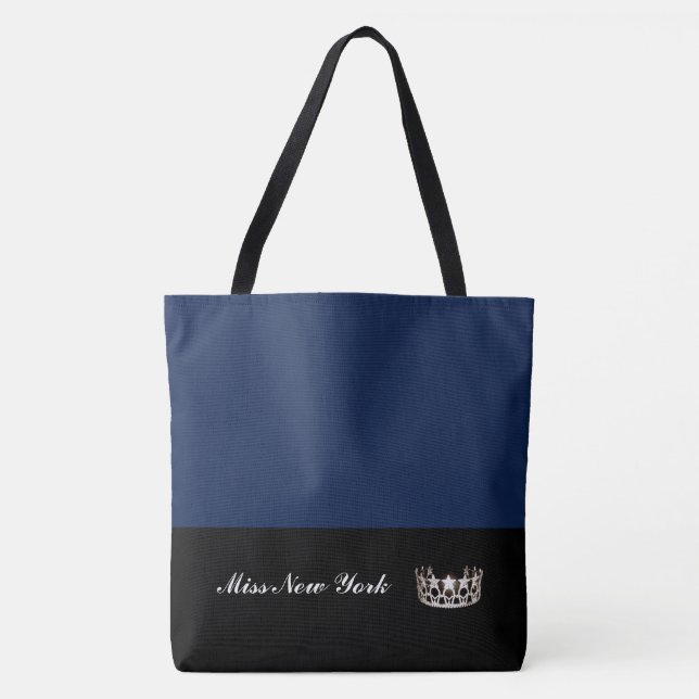 Miss USA State Silver Krona Tote Bag-Large Navy Tygkasse (Framsida)