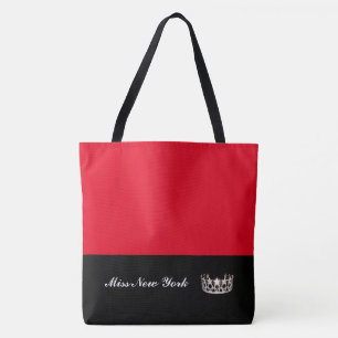 Miss USA State Silver Krona Tote Bag Large Red Tygkasse
