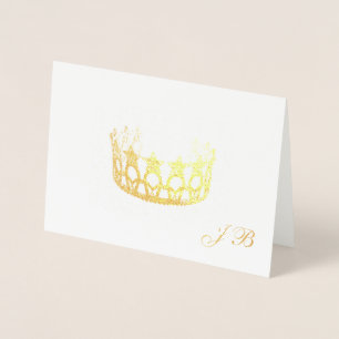 Miss USA Stil Gold Foil Krona & Monogram Card Folierat Kort