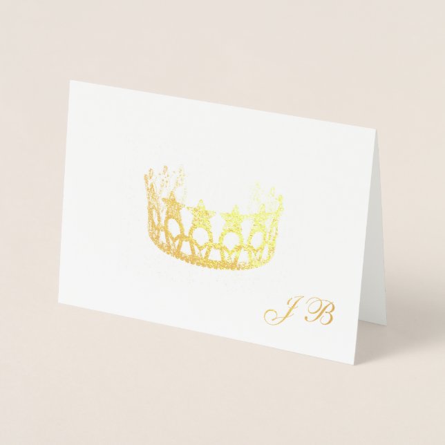 Miss USA Stil Gold Foil Krona & Monogram Card Folierat Kort (Framsida)