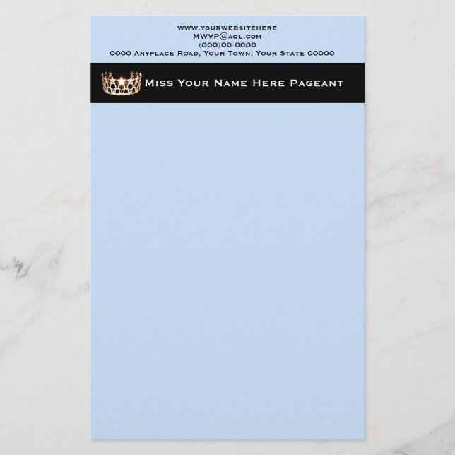 Miss USA stil Letterhead Stationery Brevpapper (Framsida)