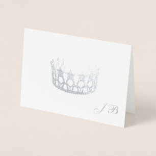 Miss USA Stil Silver Foil Krona & Monogram Card Folierat Kort