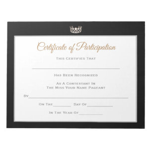 Miss USA stil Skönhetstävling Certificates-Partici Anteckningsblock