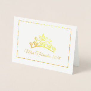 Miss USA stil Skönhetstävling Gold Foil Tiara Note Folierat Kort