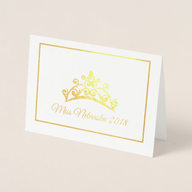Miss USA stil Skönhetstävling Gold Foil Tiara Note Folierat Kort (Framsida)
