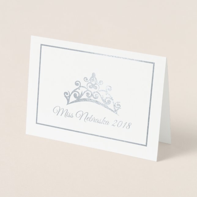 Miss USA stil Skönhetstävling Silver Foil Tiara No Folierat Kort (Framsida)