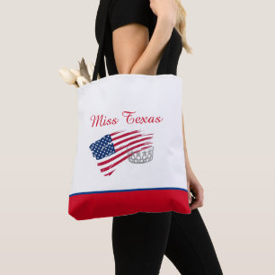 Miss USA US Silver Krona Tote Bag-Medium US Flagga Tygkasse