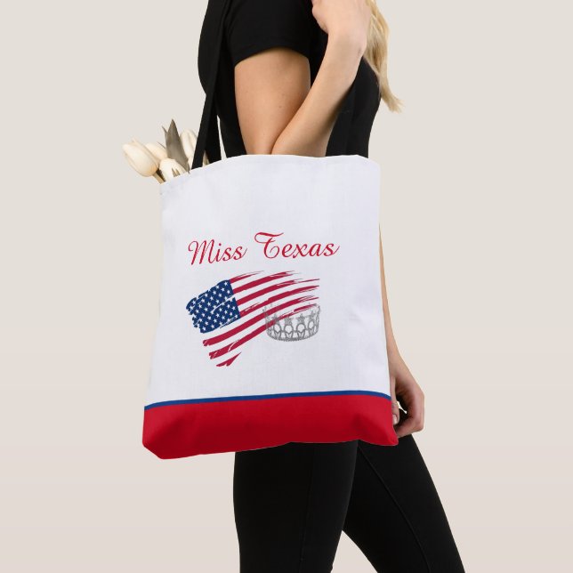 Miss USA US Silver Krona Tote Bag-Medium US Flagga Tygkasse (Närbild)
