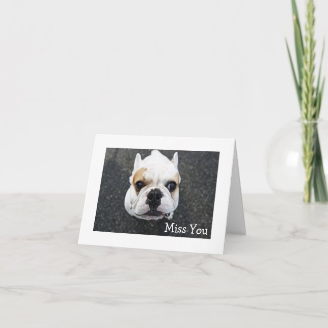 Miss You Bulldog Greeting Card - Verse Kort (Framsida)