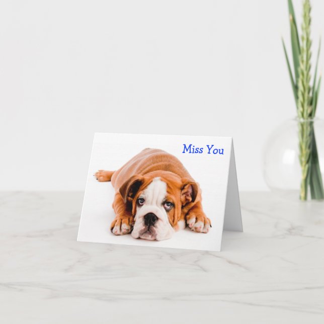 Miss You Bulldog Greeting Card - Verse Kort (Framsida)